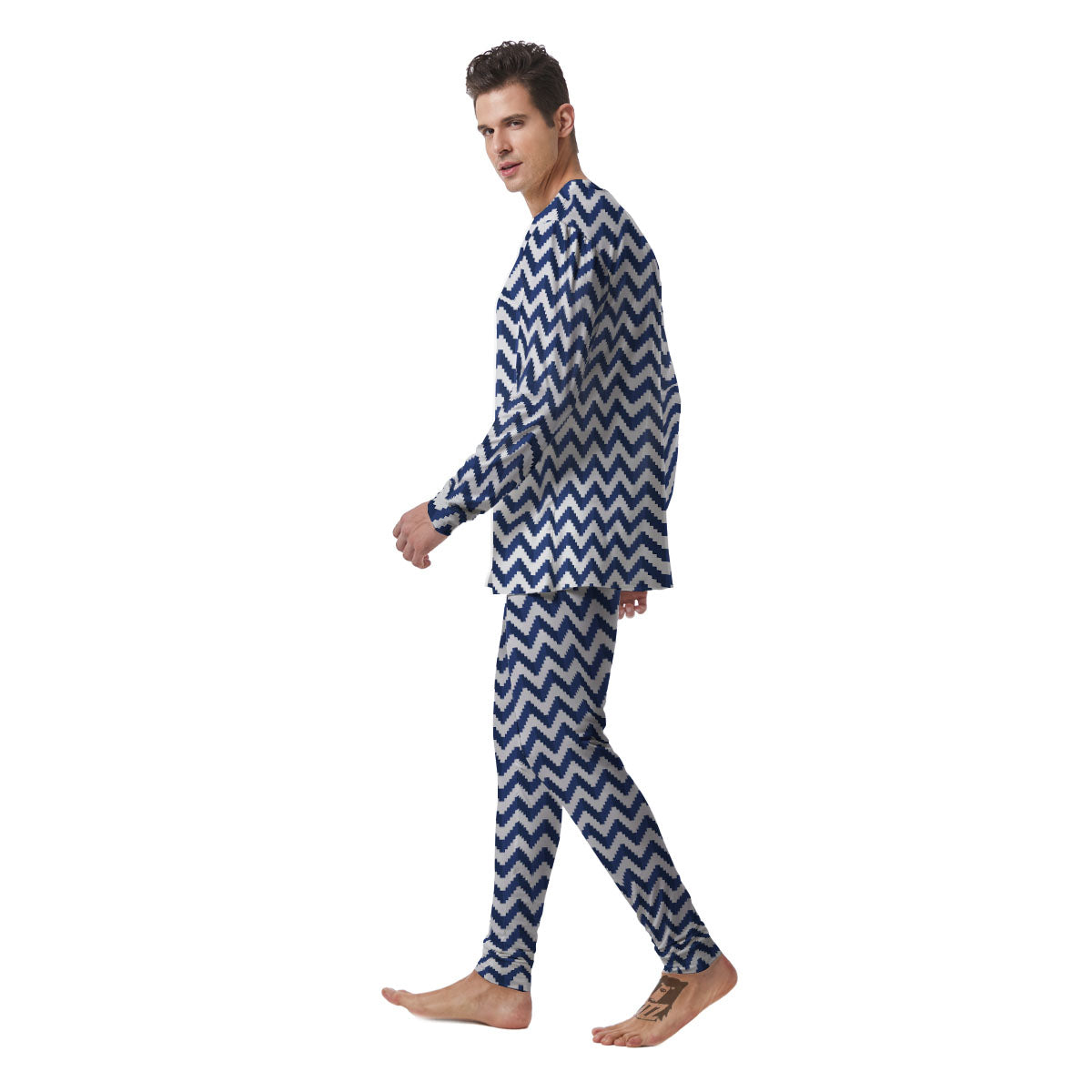 Pixel Zigzag Print Pattern Men's Pajamas-grizzshop