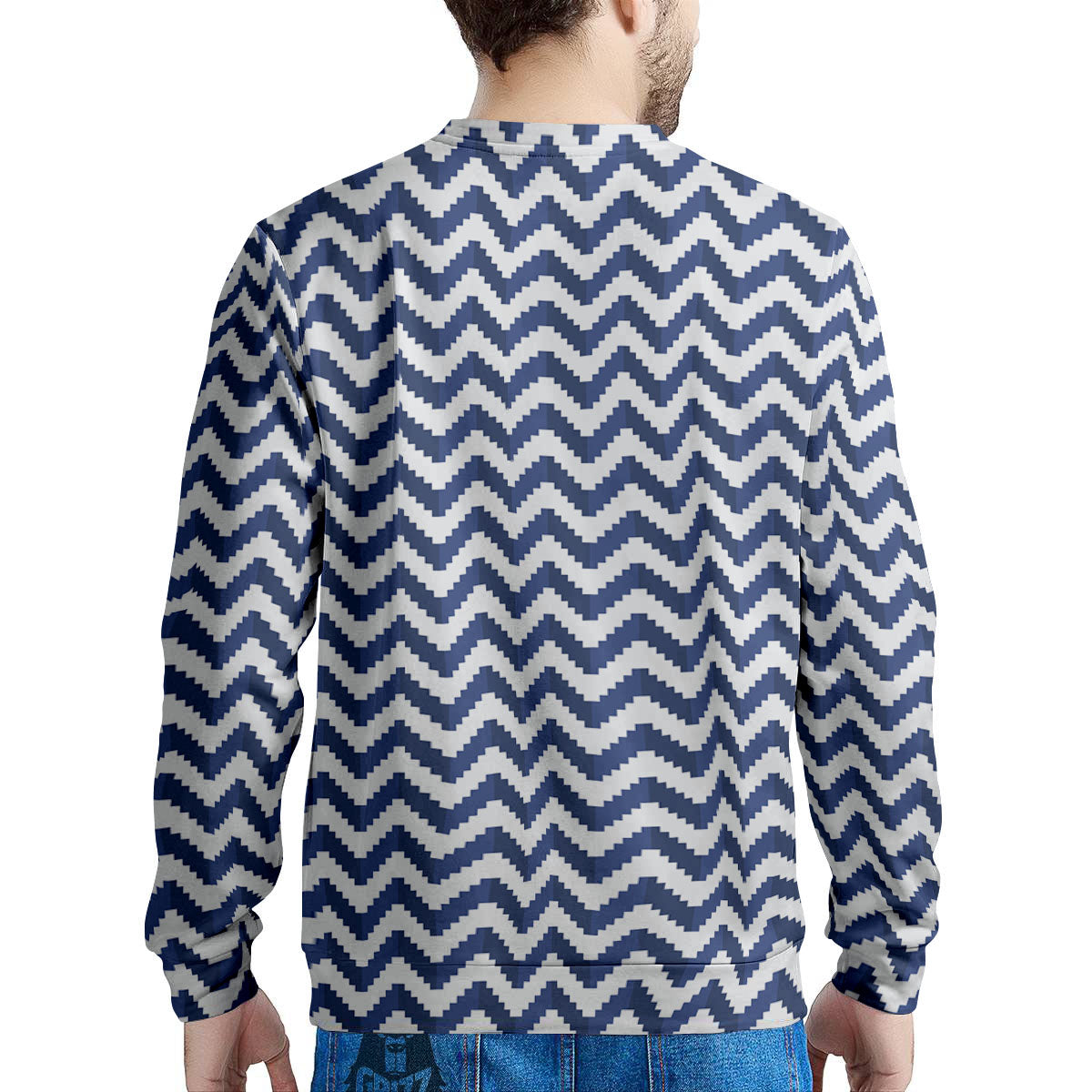 Pixel Zigzag Print Pattern Men's Sweatshirt-grizzshop