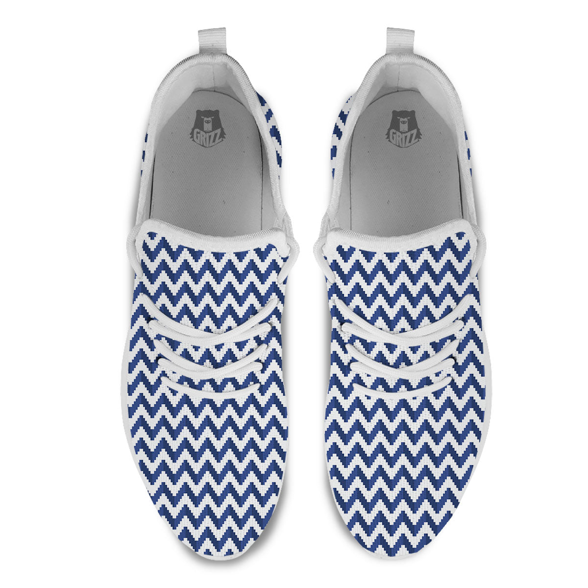 Pixel Zigzag Print Pattern White Athletic Shoes-grizzshop