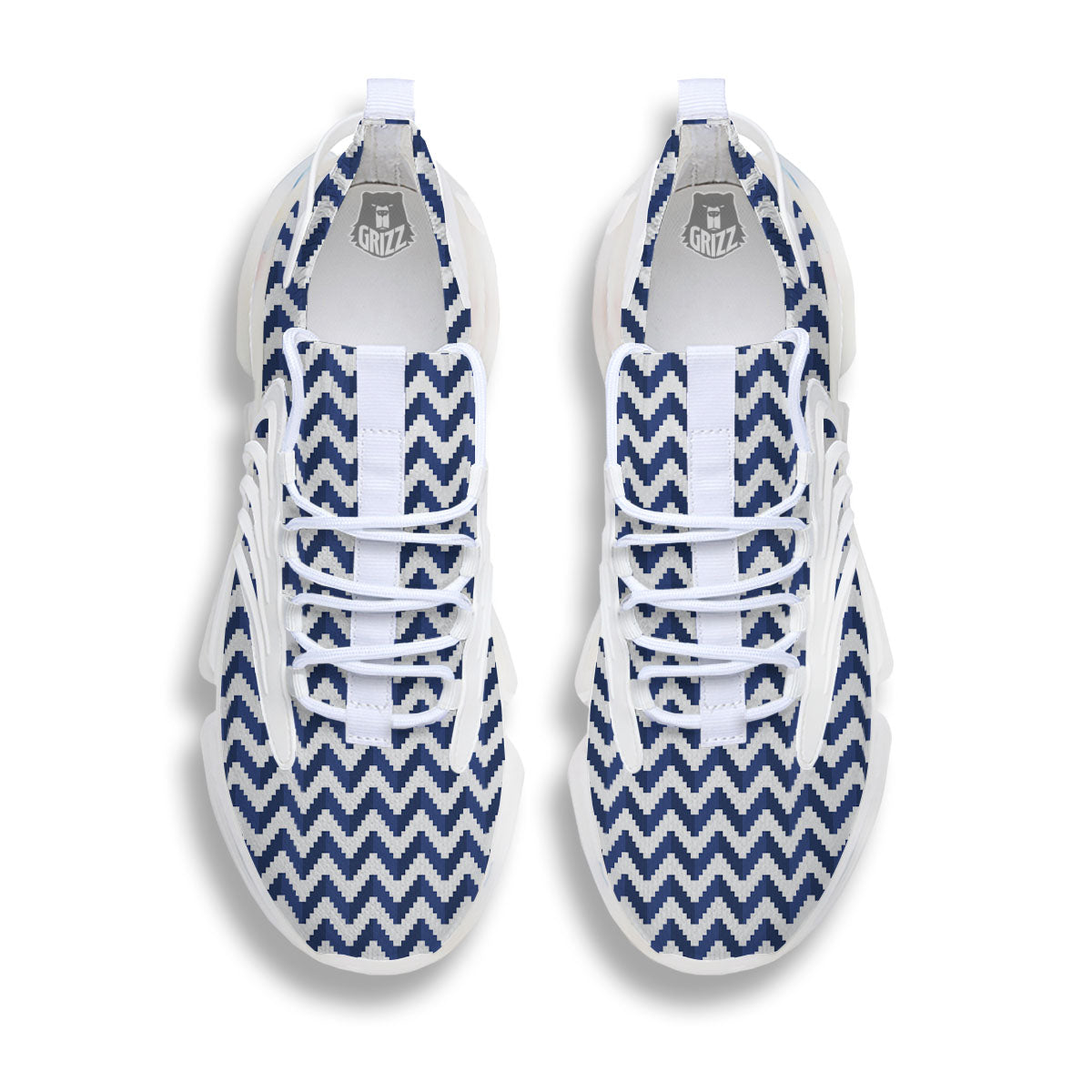 Pixel Zigzag Print Pattern White Gym Shoes-grizzshop