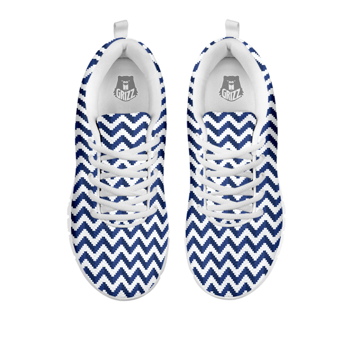 Pixel Zigzag Print Pattern White Sneaker-grizzshop