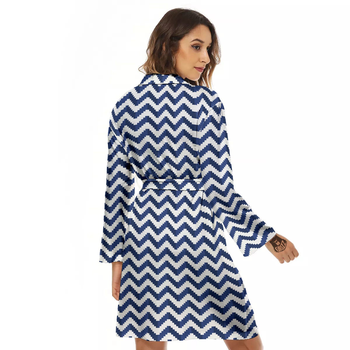 Pixel Zigzag Print Pattern Women's Robe-grizzshop