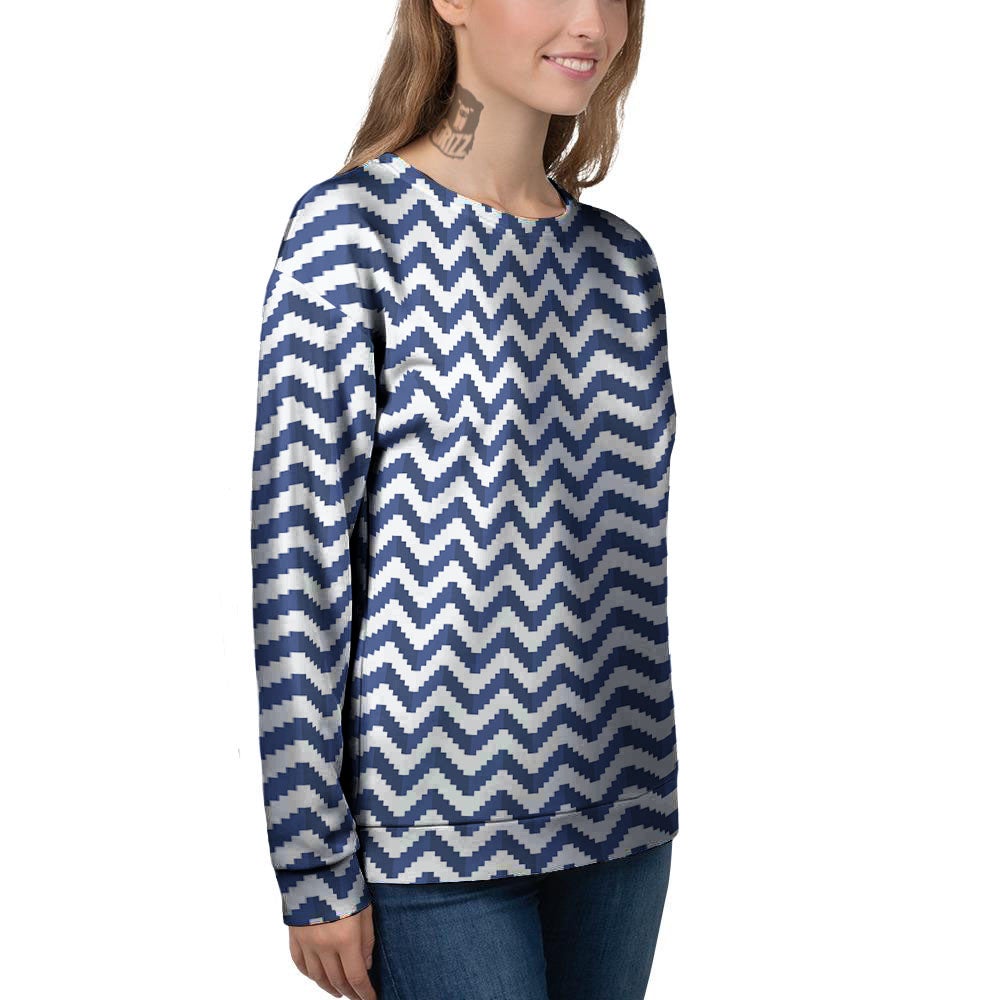 Pixel Zigzag Print Pattern Women's Sweatshirt-grizzshop