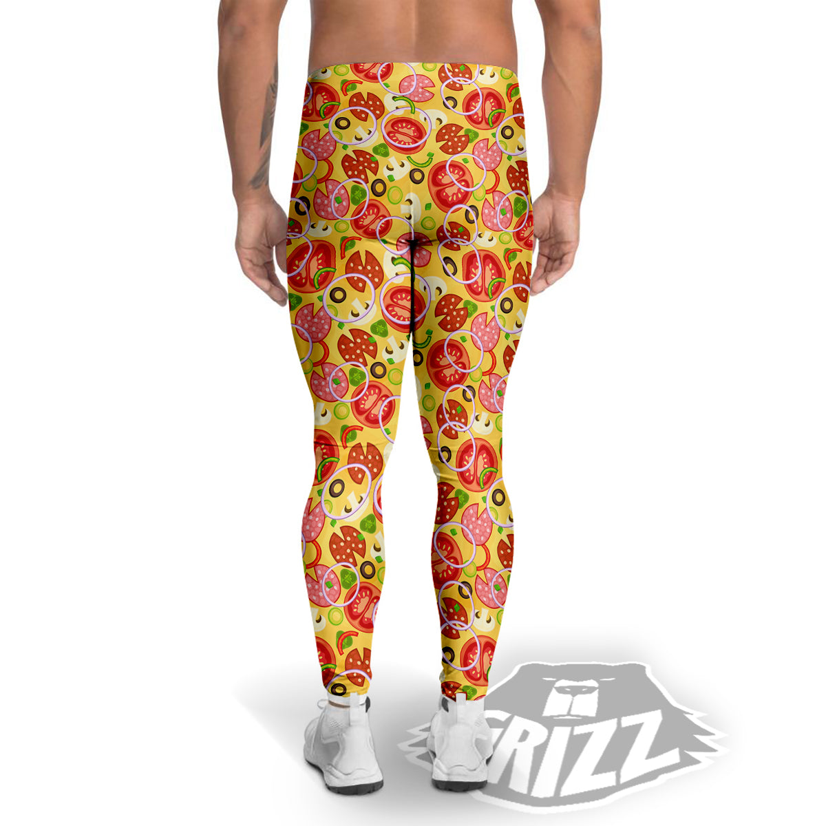 Pizza And Different Ingredients Print Pattern Men's Leggings-grizzshop