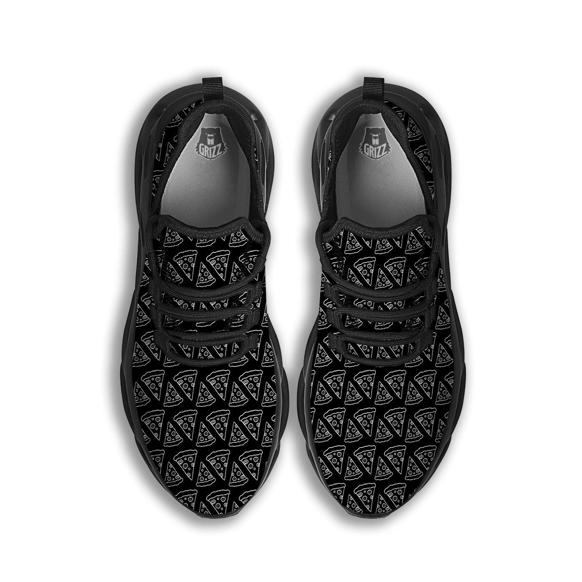 Pizza Black Print Pattern Black Running Shoes-grizzshop