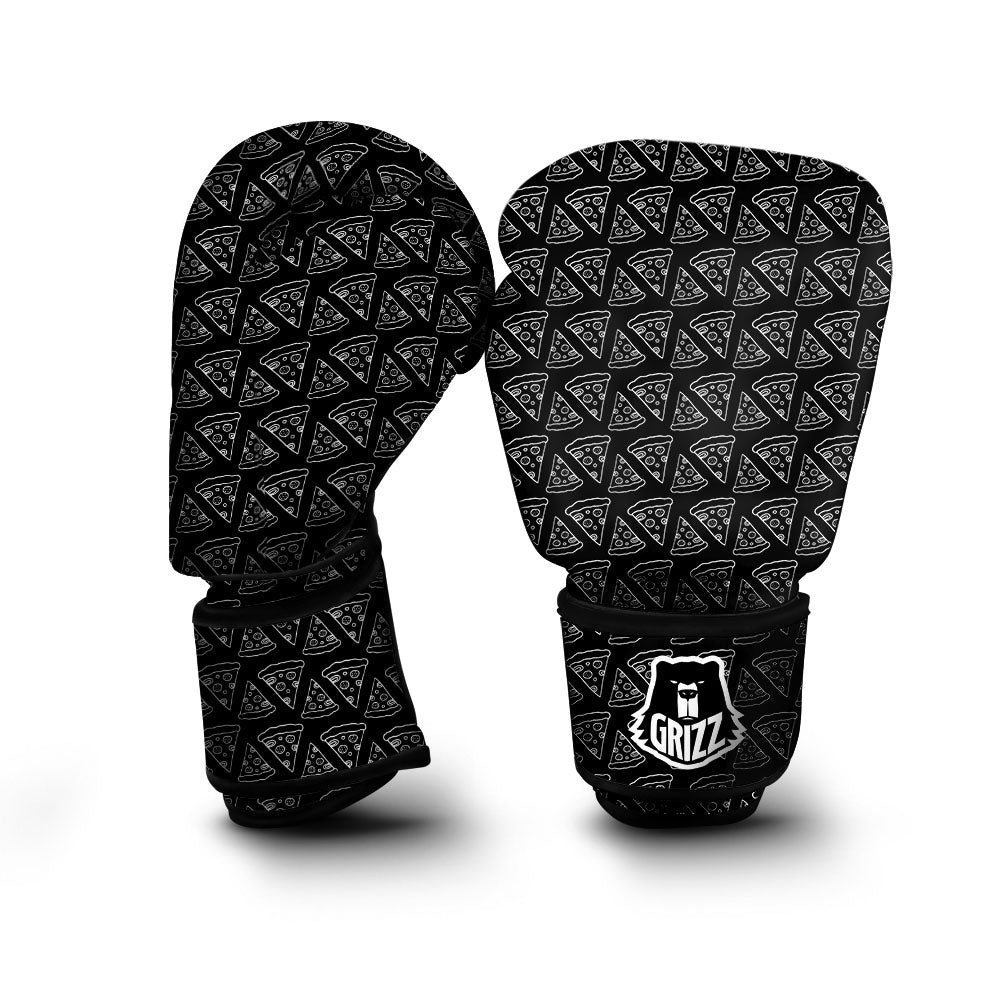 Pizza Black Print Pattern Boxing Gloves-grizzshop