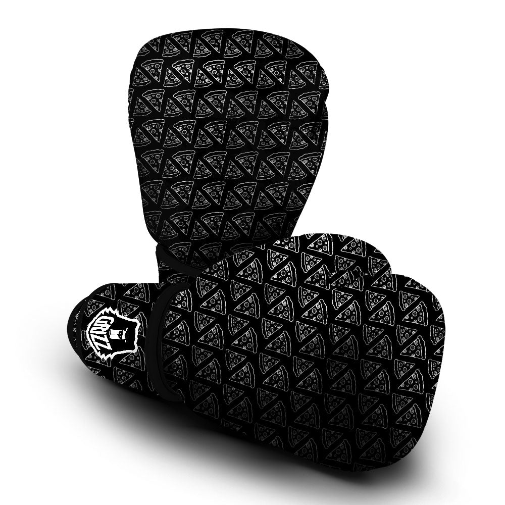 Pizza Black Print Pattern Boxing Gloves-grizzshop