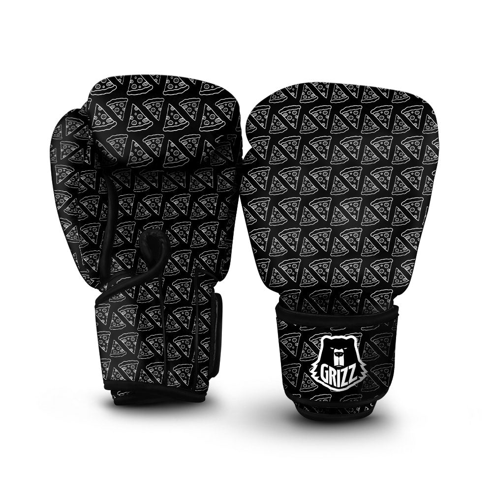 Pizza Black Print Pattern Boxing Gloves-grizzshop