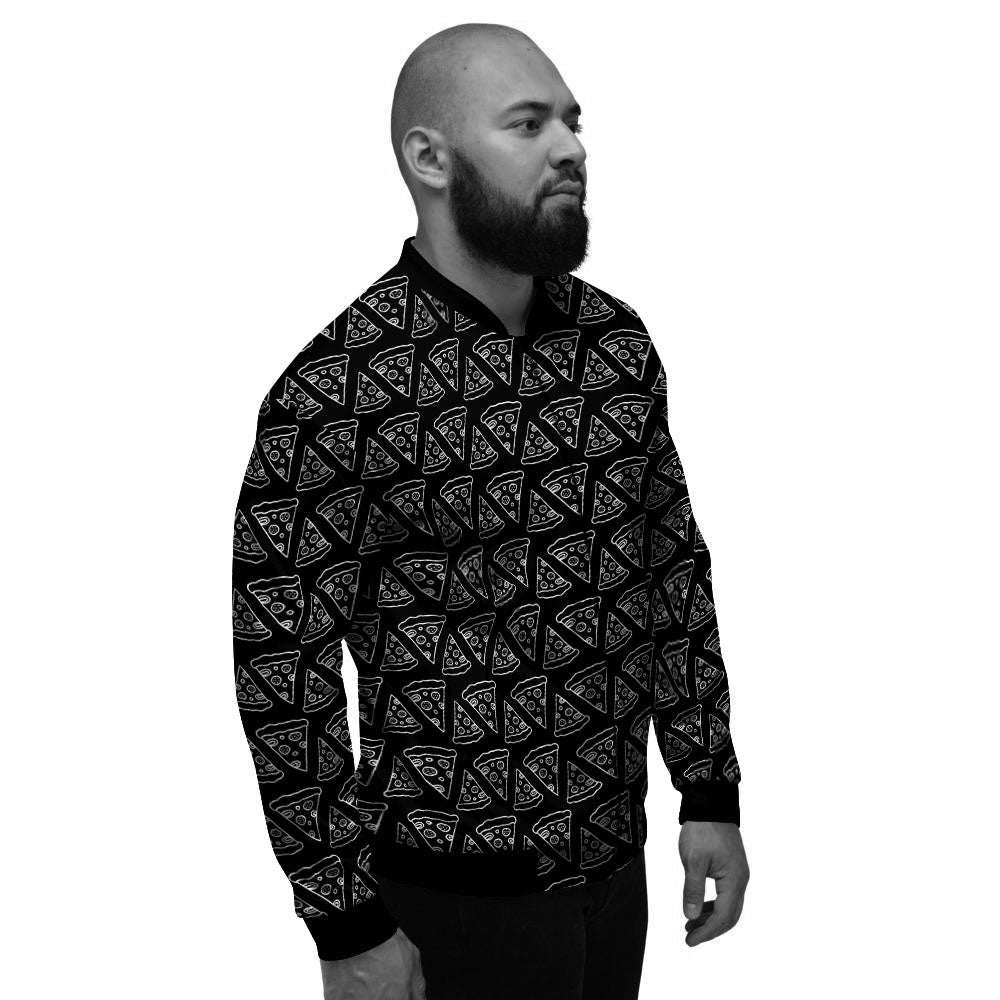 Pizza Black Print Pattern Men's Bomber Jacket-grizzshop
