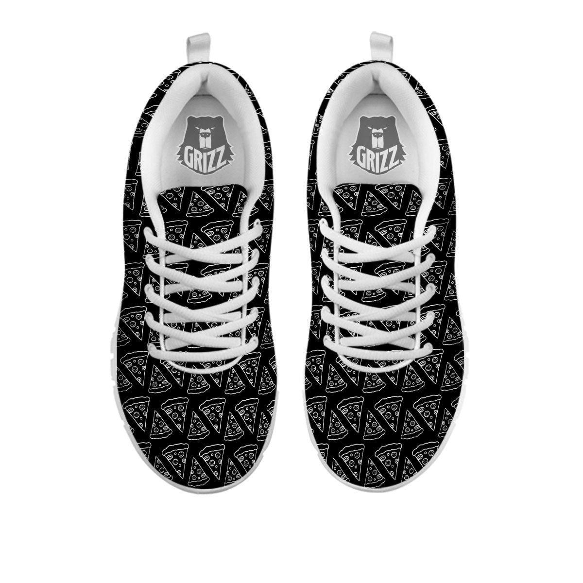 Pizza Black Print Pattern White Sneaker-grizzshop