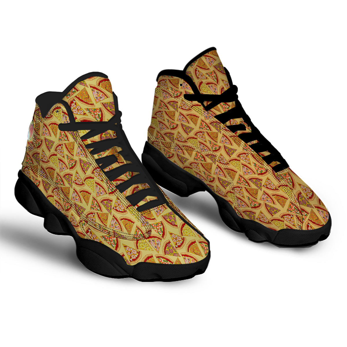 Pizza Fast Food Print Pattern Black Basketball Shoes-grizzshop