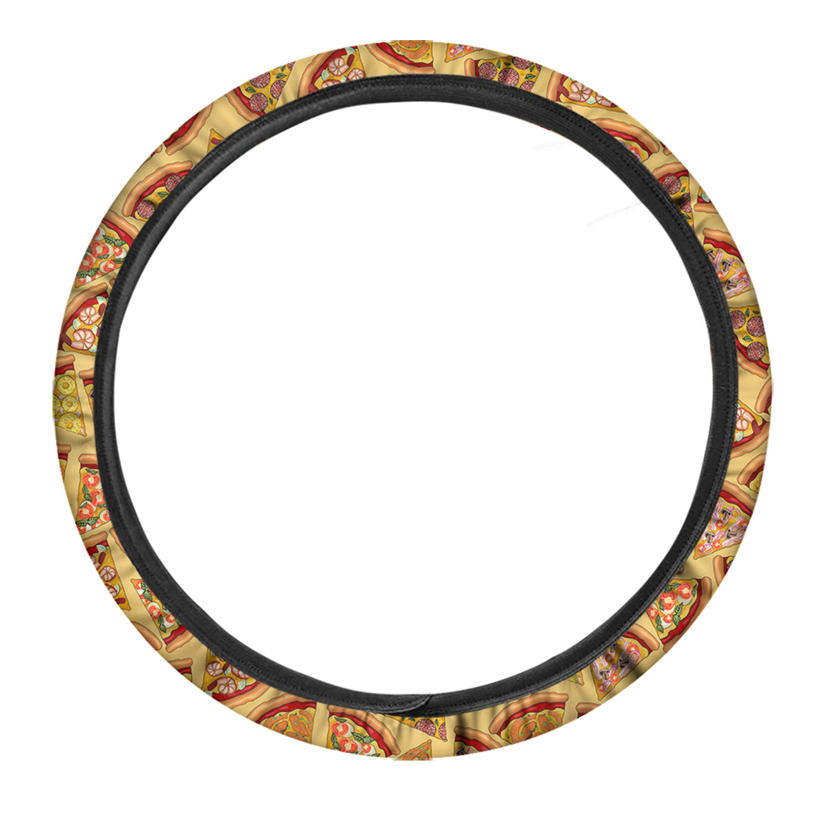 Pizza Fast Food Print Pattern Car Steering Wheel Cover-grizzshop