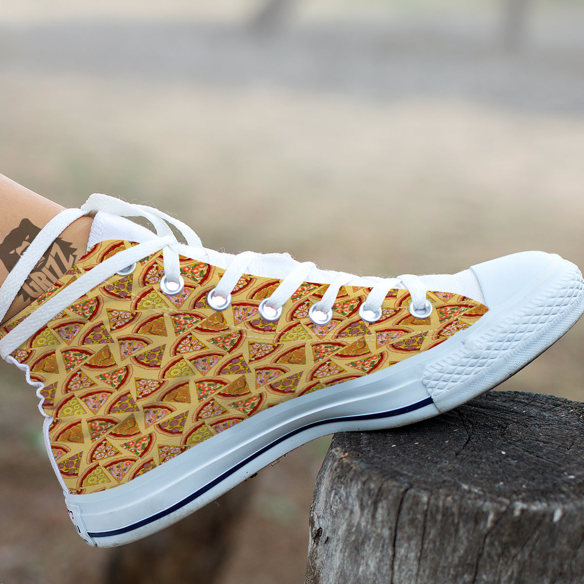 Pizza Fast Food Print Pattern White High Top Shoes-grizzshop