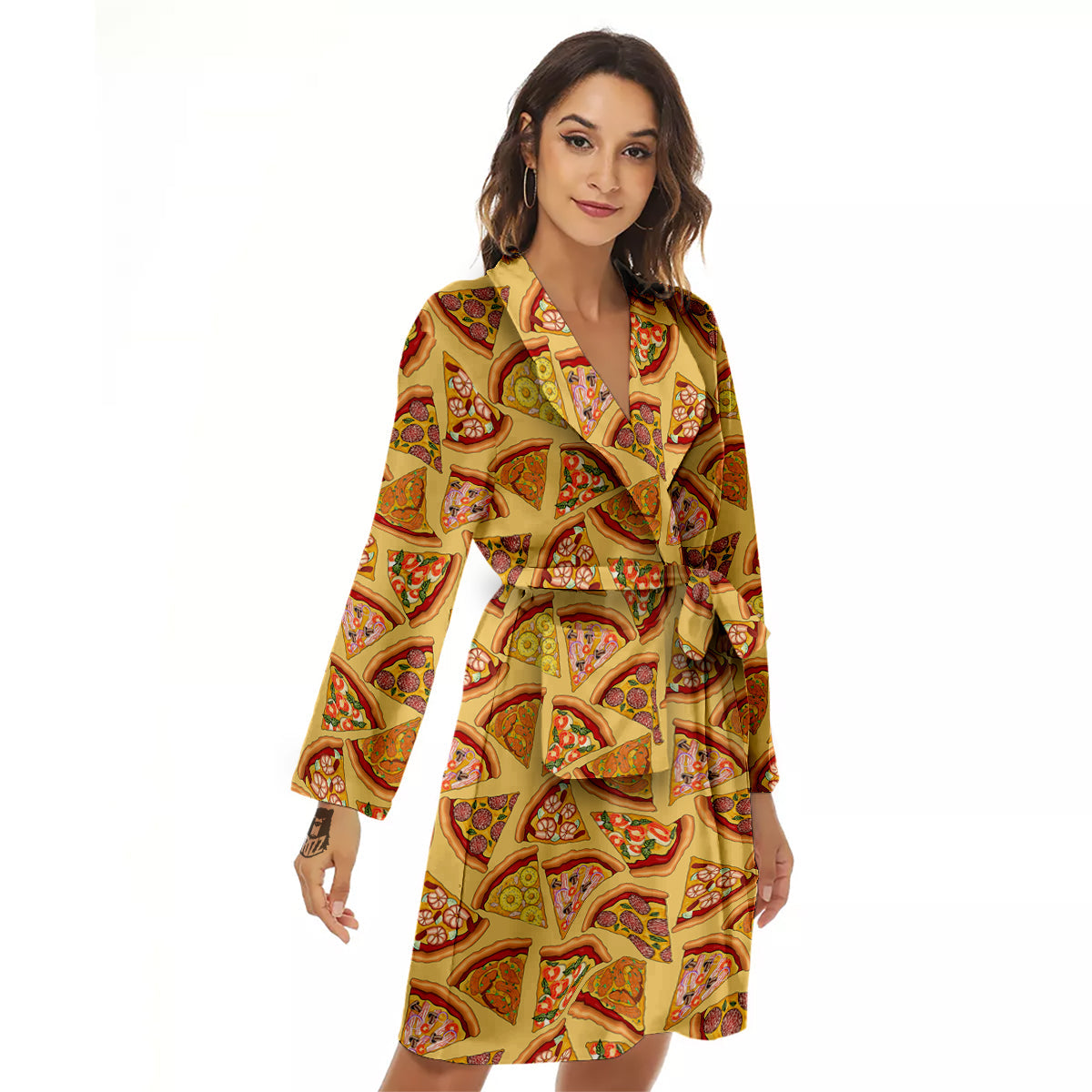 Pizza Fast Food Print Pattern Women's Robe-grizzshop
