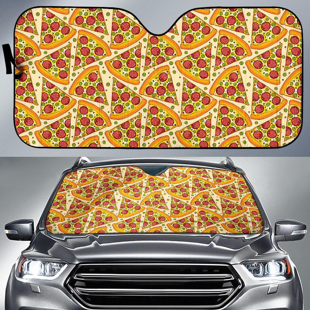 Pizza Pattern Print Car Sun Shade-grizzshop