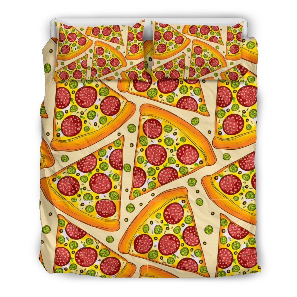 Pizza Pattern Print Duvet Cover Bedding Set-grizzshop