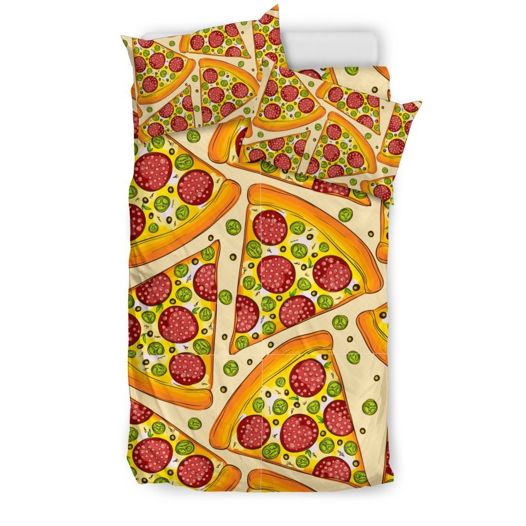Pizza Pattern Print Duvet Cover Bedding Set-grizzshop
