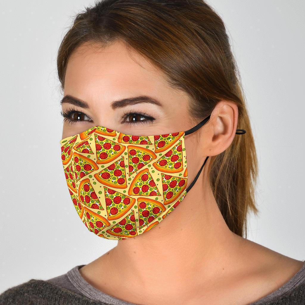 Pizza Pattern Print Face Mask-grizzshop