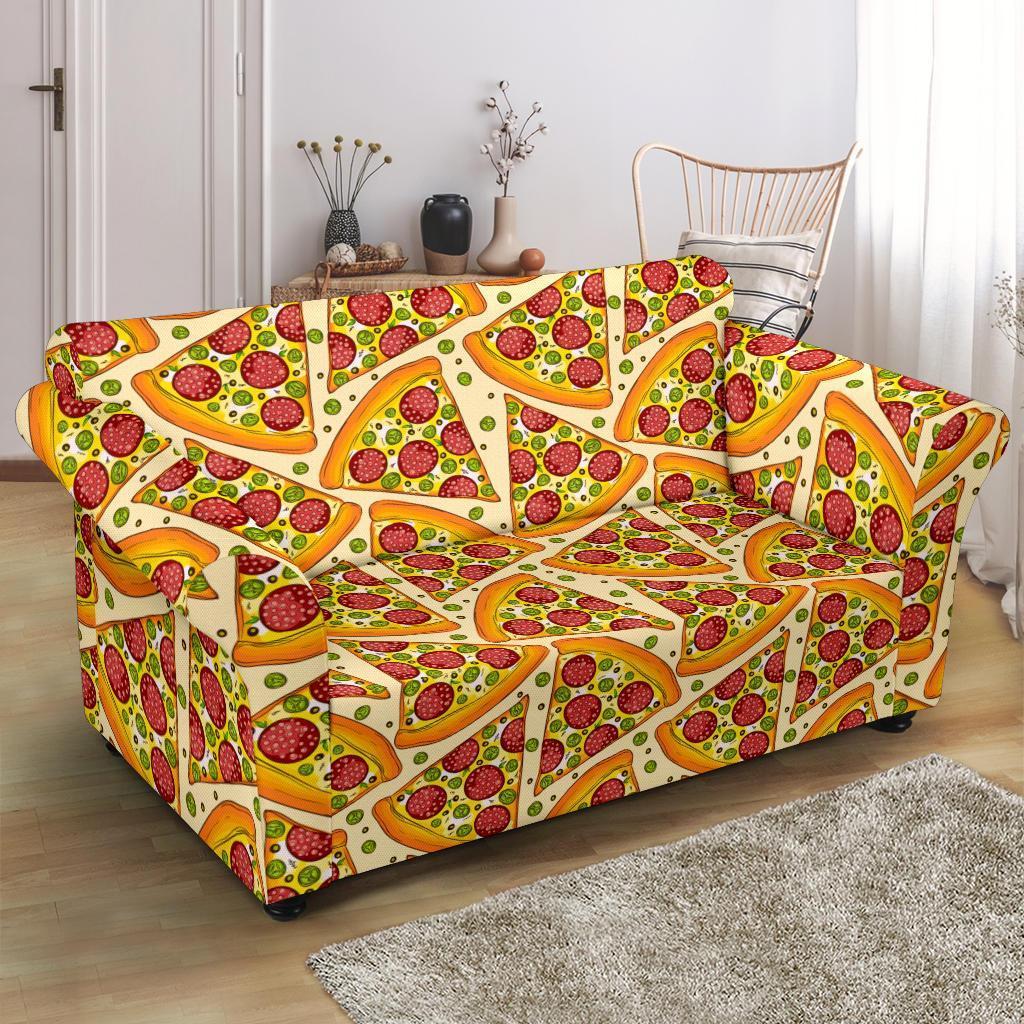 Pizza Pattern Print Loveseat Cover-grizzshop