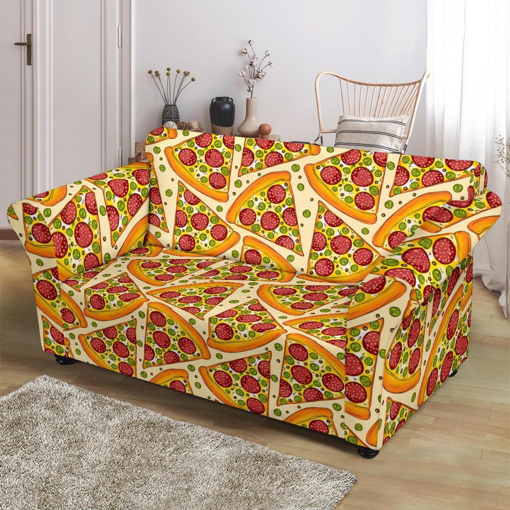 Pizza Pattern Print Loveseat Cover-grizzshop