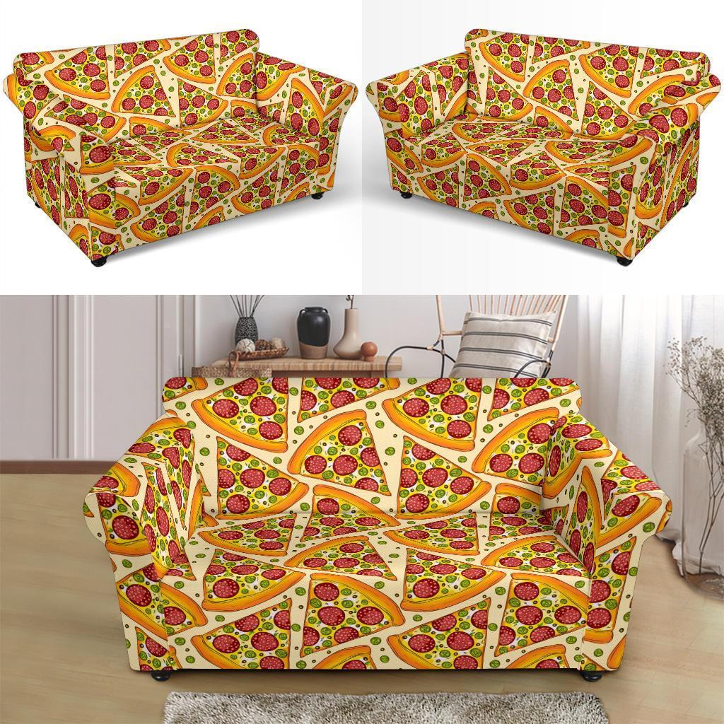 Pizza Pattern Print Loveseat Cover-grizzshop