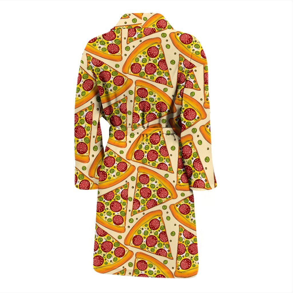 Pizza Pattern Print Men Long Robe-grizzshop