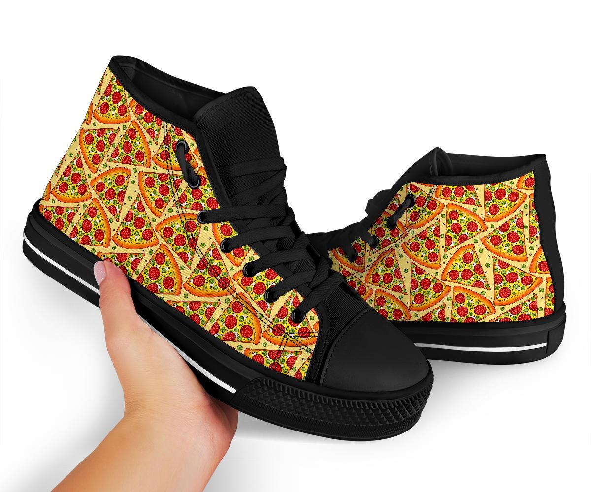 Pizza Pattern Print Men Women's High Top Shoes-grizzshop