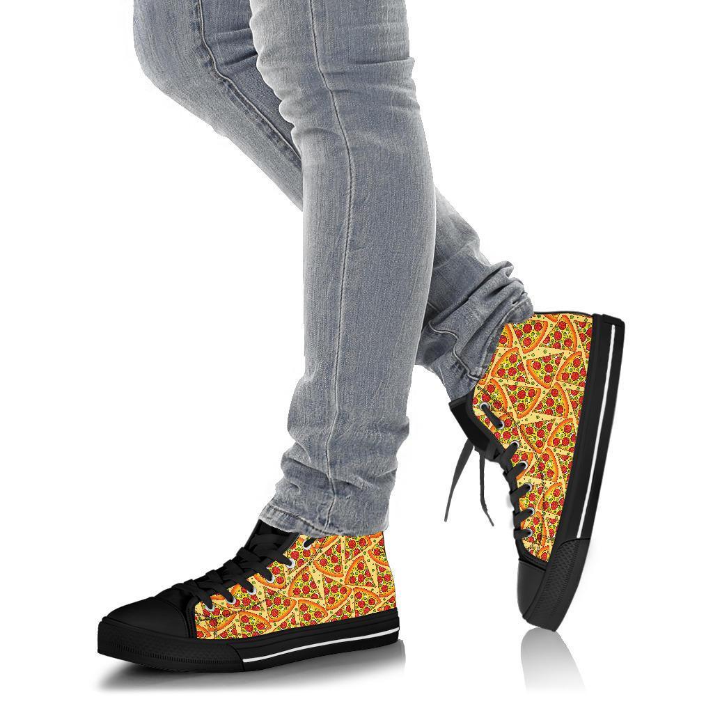 Pizza Pattern Print Men Women's High Top Shoes-grizzshop