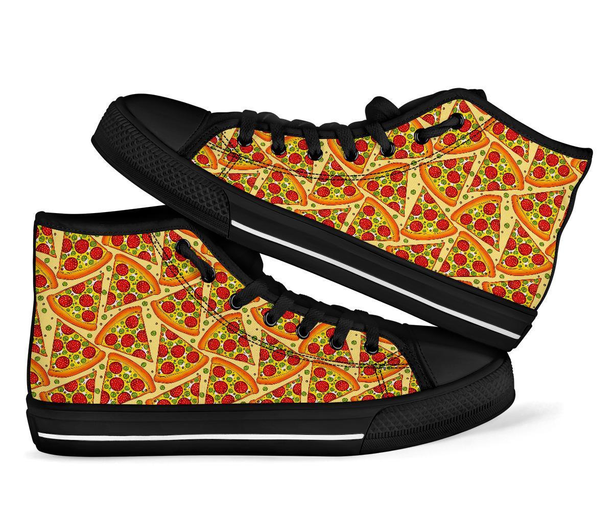 Pizza Pattern Print Men Women's High Top Shoes-grizzshop