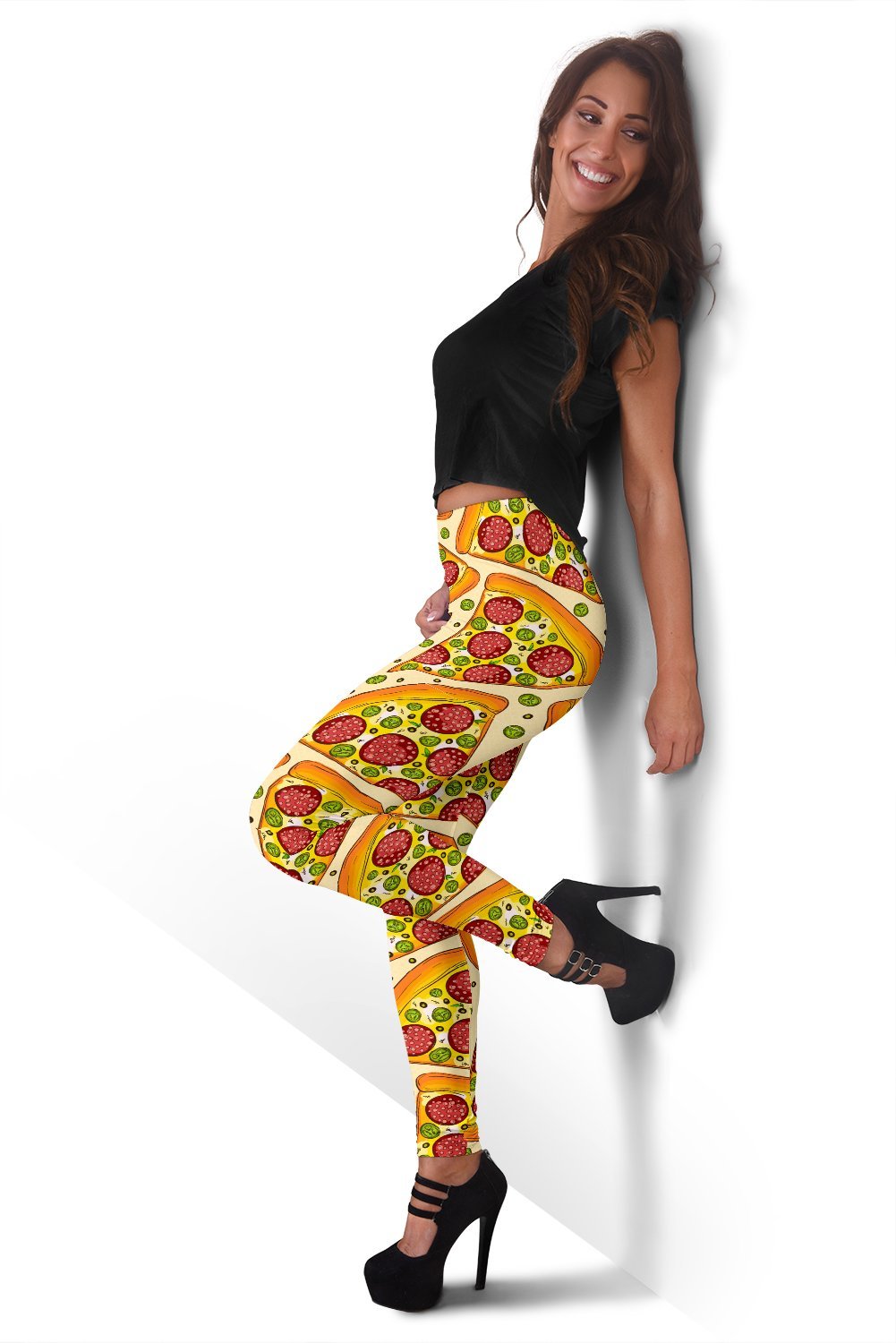 Pizza Pattern Print Women Leggings-grizzshop