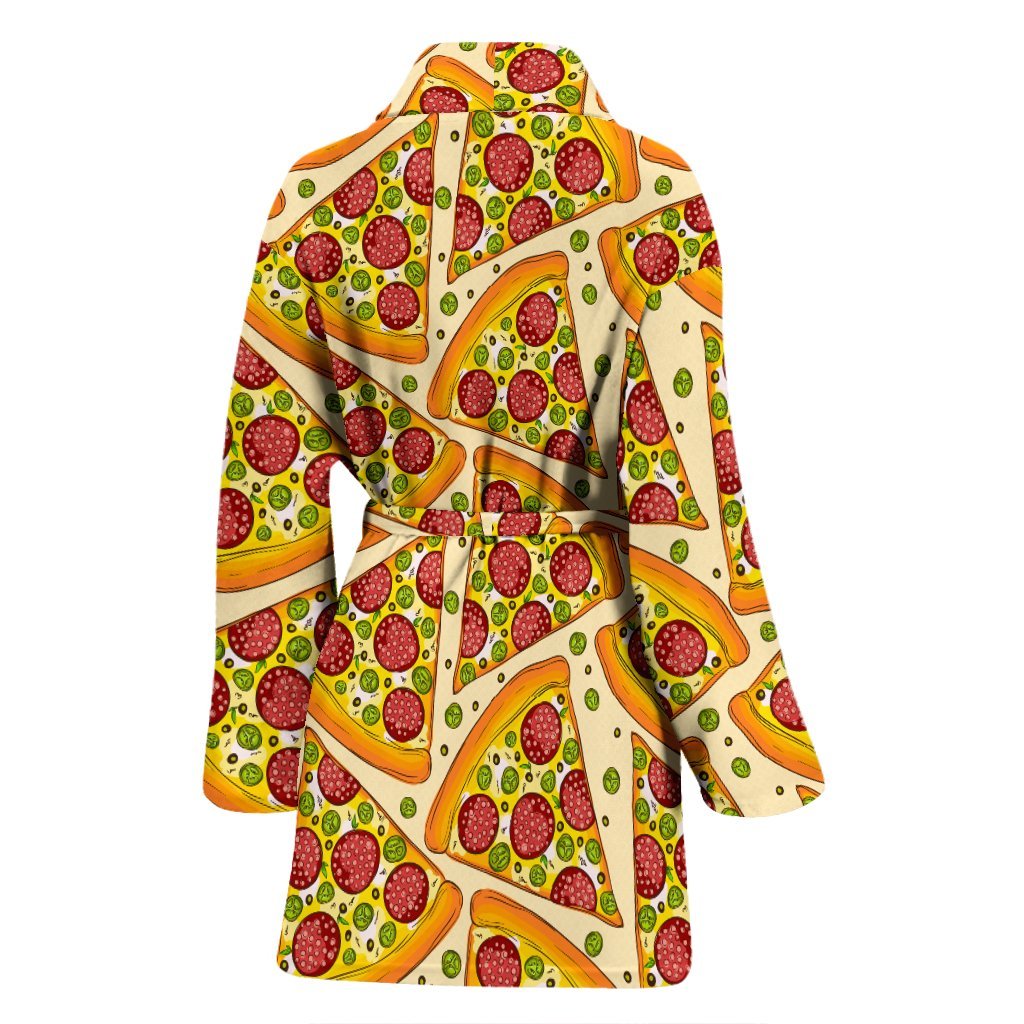 Pizza Pattern Print Women Long Robe-grizzshop