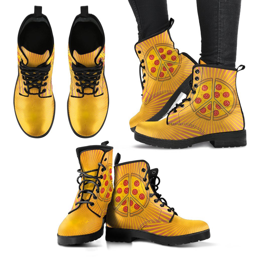 Pizza Peace Women's Leather Boots-grizzshop