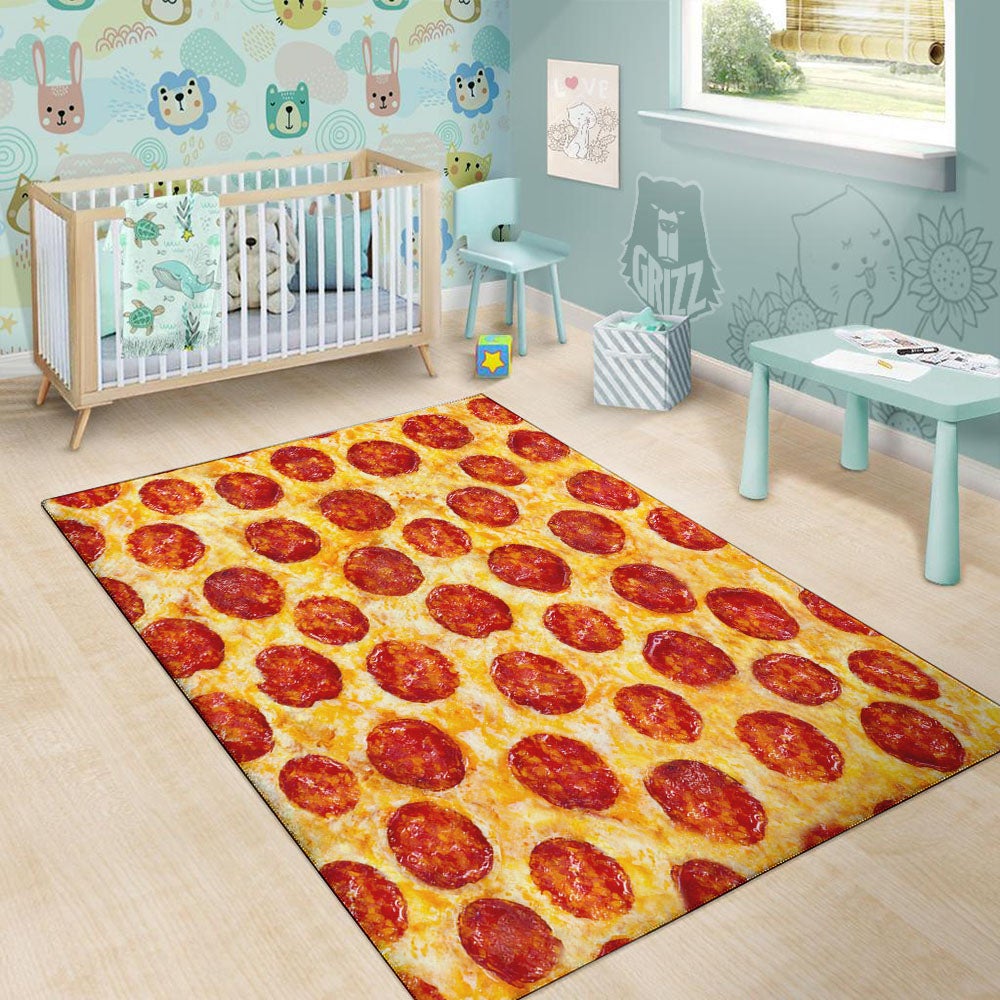 Pizza Pepperoni Print Floor Mat-grizzshop