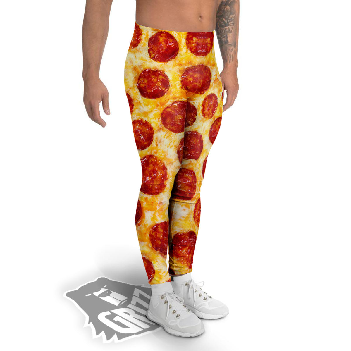 Pizza Pepperoni Print Men's Leggings-grizzshop