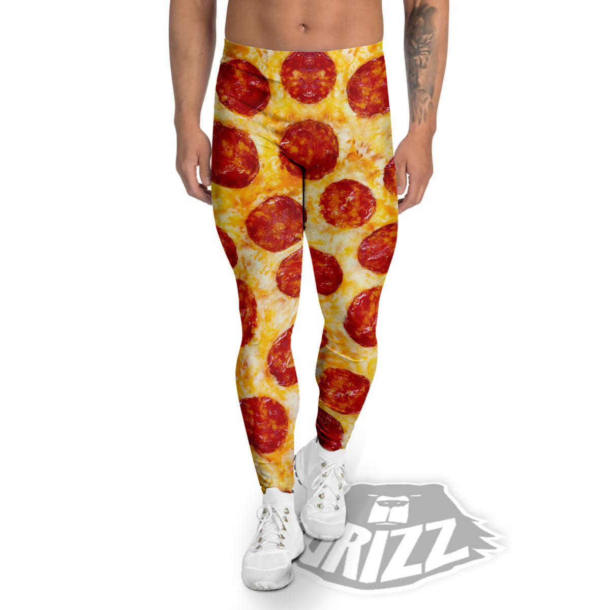 Pizza Pepperoni Print Men's Leggings-grizzshop