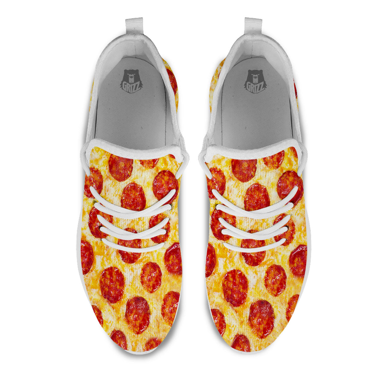 Pizza Pepperoni Print White Athletic Shoes-grizzshop