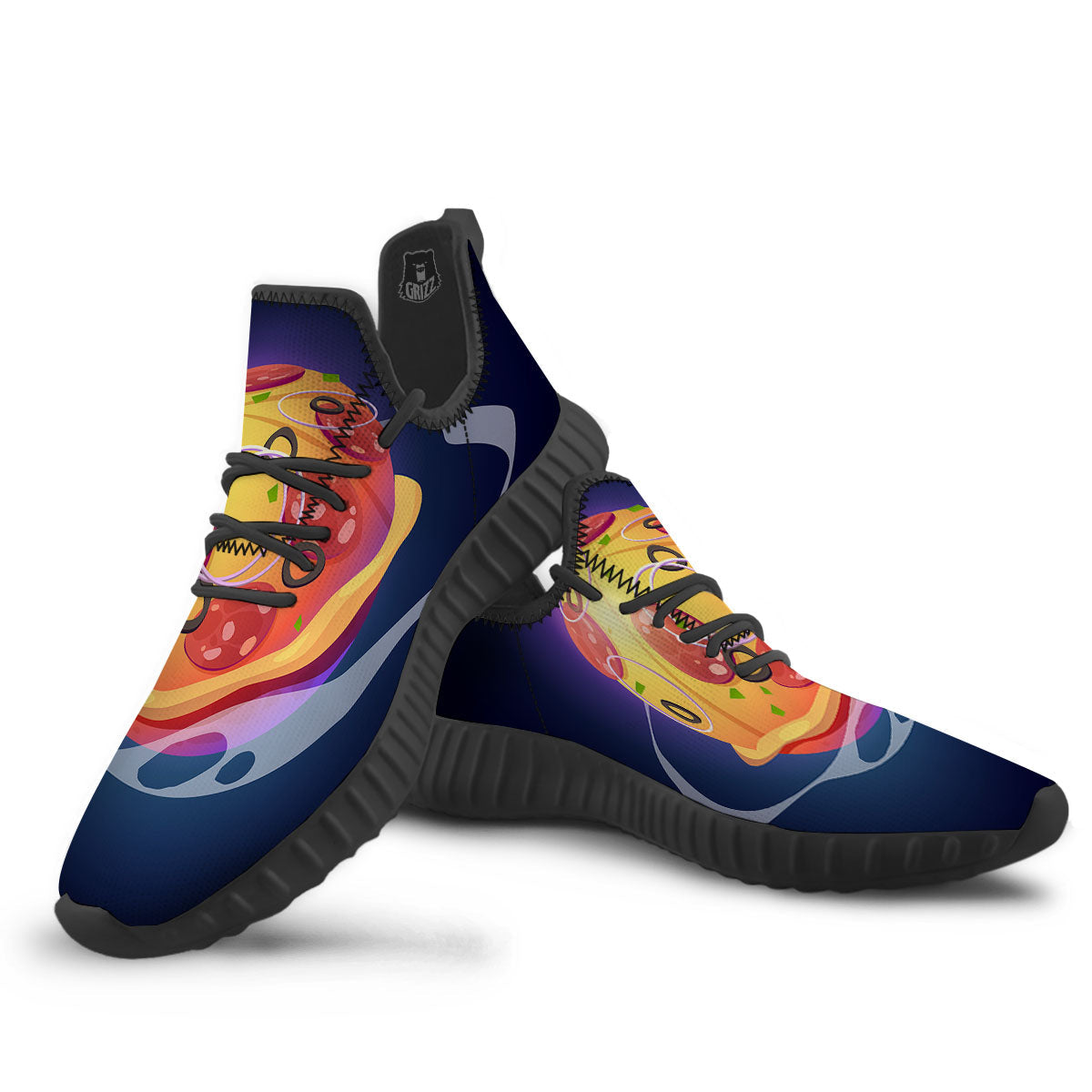 Pizza Planet Print Black Walking Shoes-grizzshop