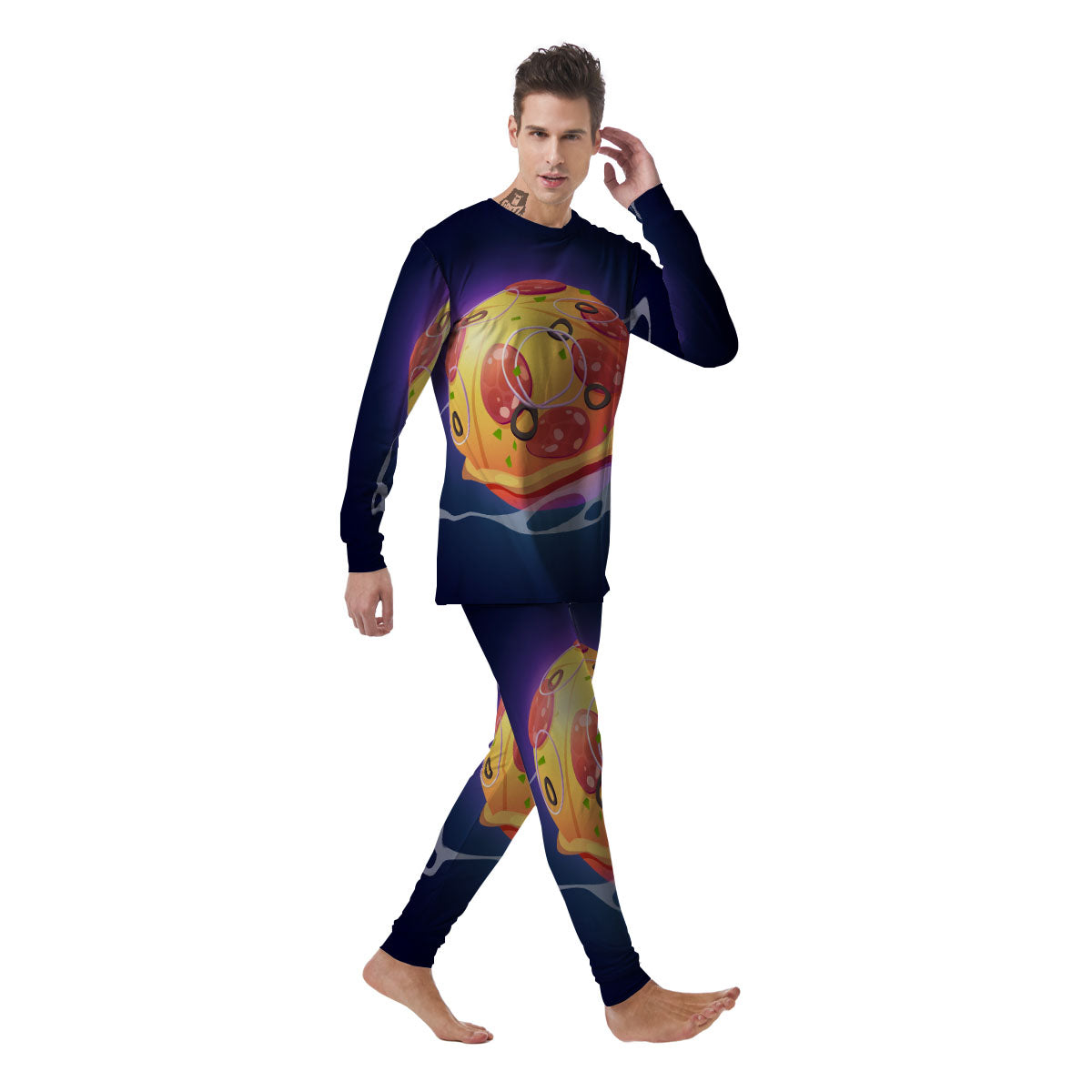 Pizza Planet Print Men's Pajamas-grizzshop