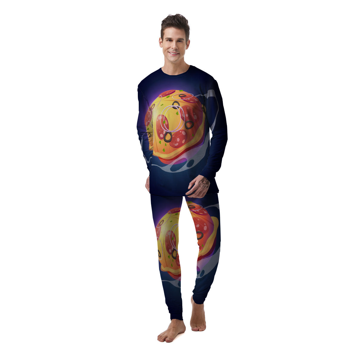 Pizza Planet Print Men's Pajamas-grizzshop