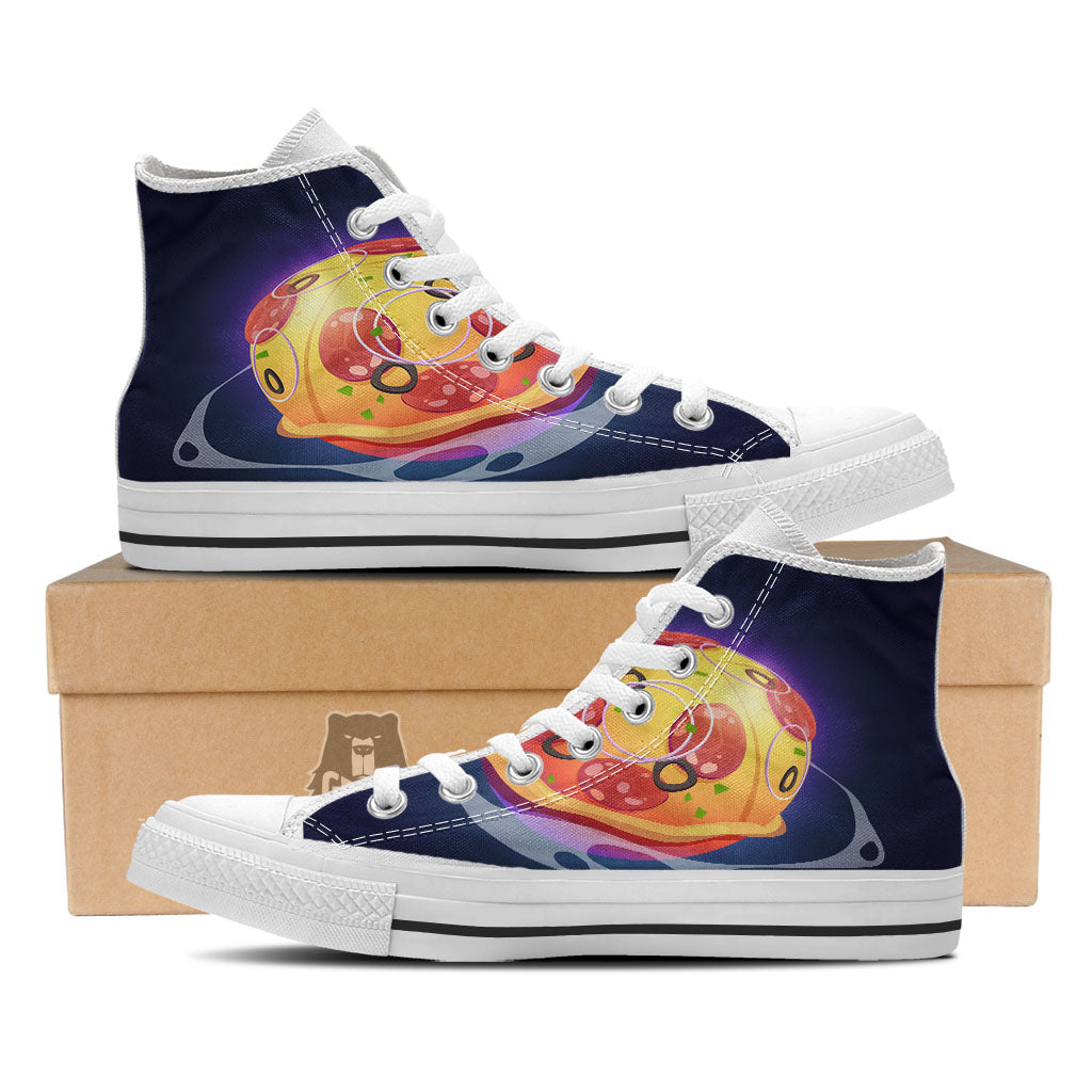Pizza Planet Print White High Top Shoes-grizzshop