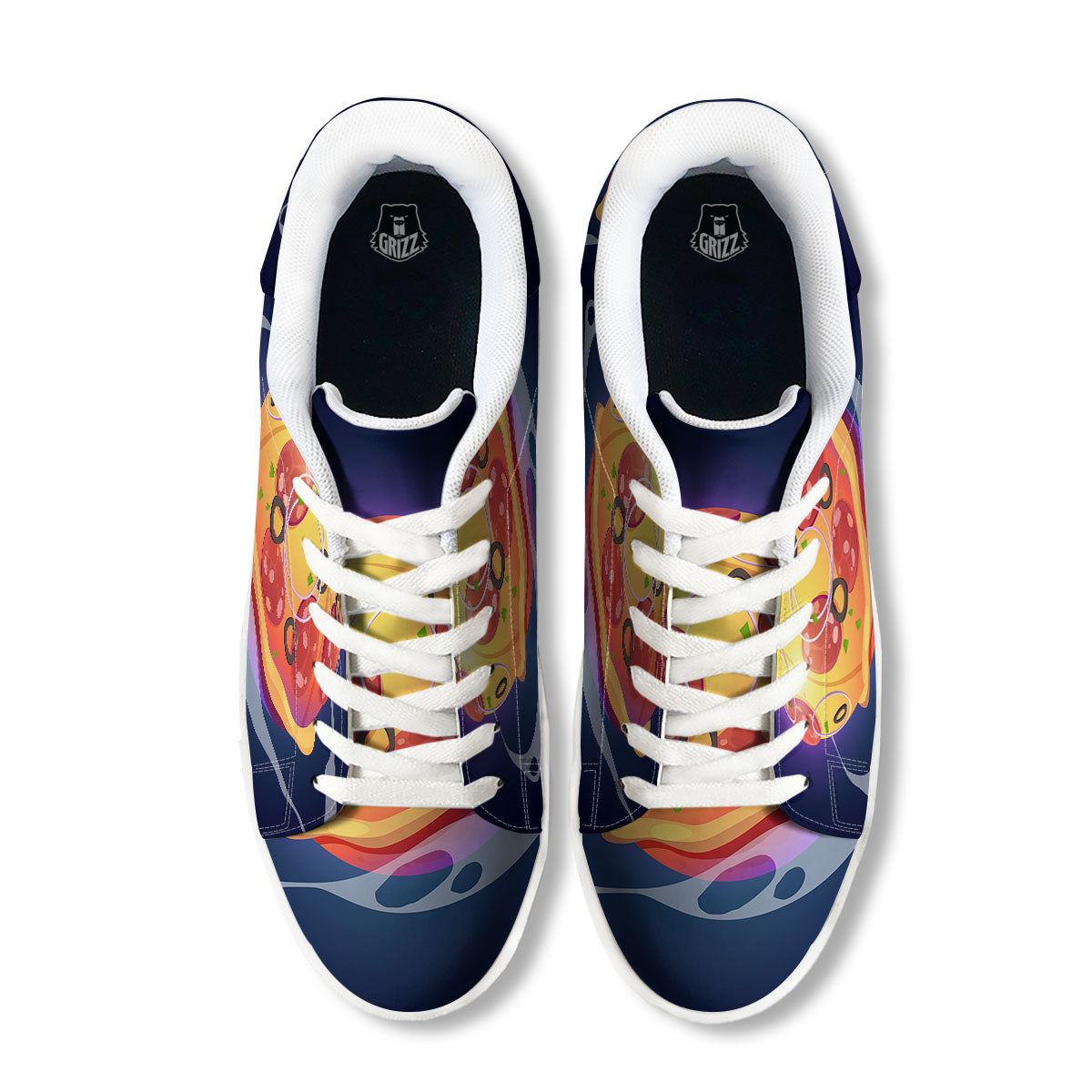Pizza Planet Print White Low Top Sneakers-grizzshop