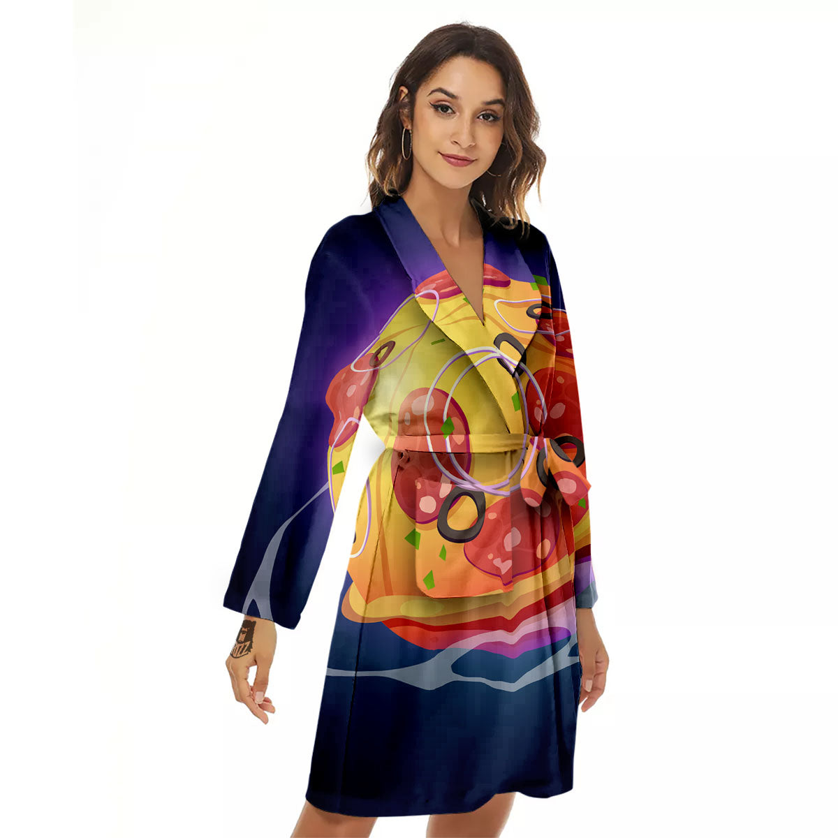 Pizza Planet Print Women's Robe-grizzshop