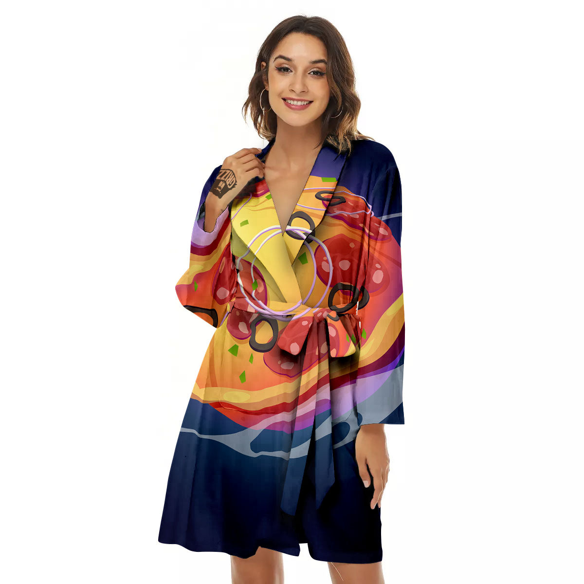 Pizza Planet Print Women's Robe-grizzshop