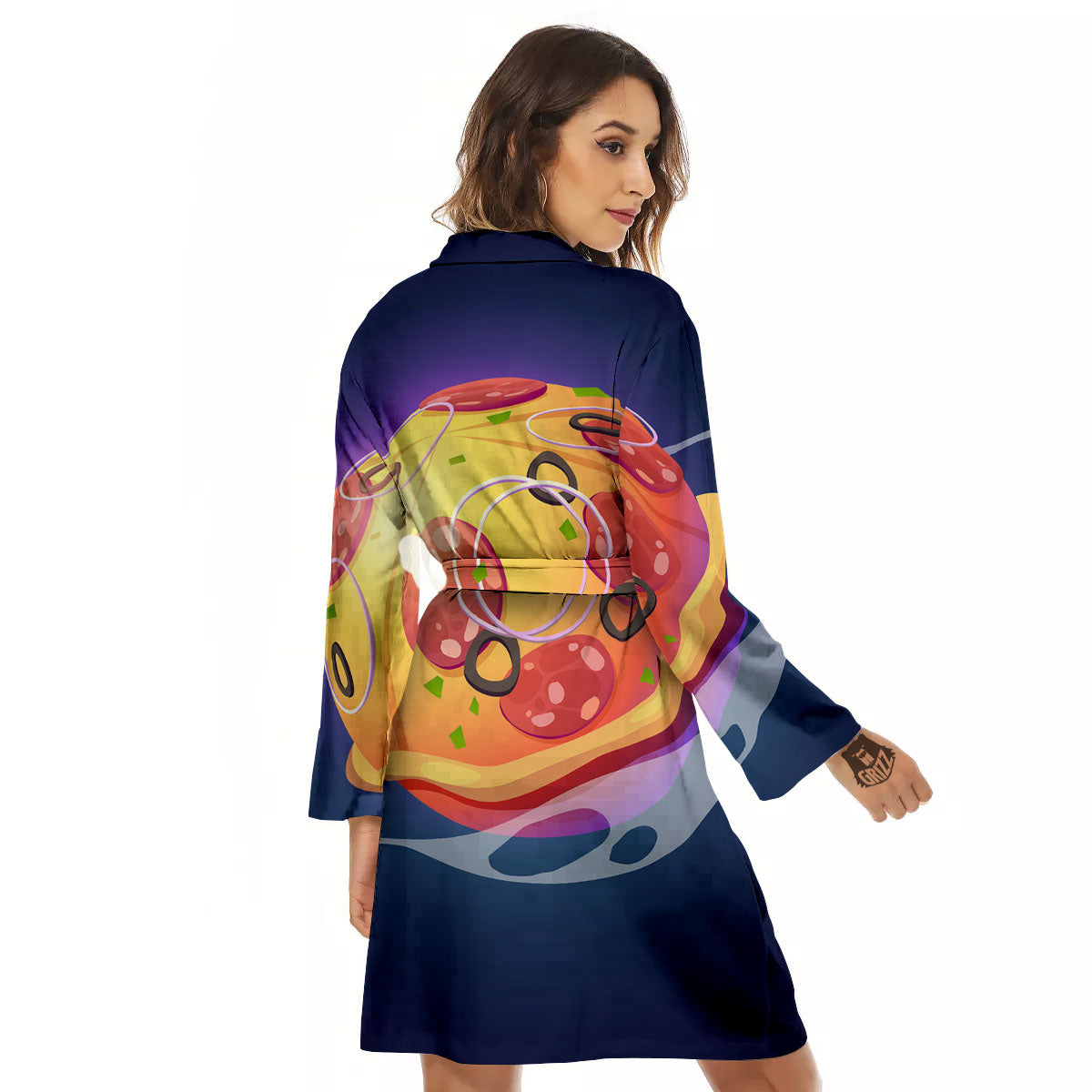 Pizza Planet Print Women's Robe-grizzshop