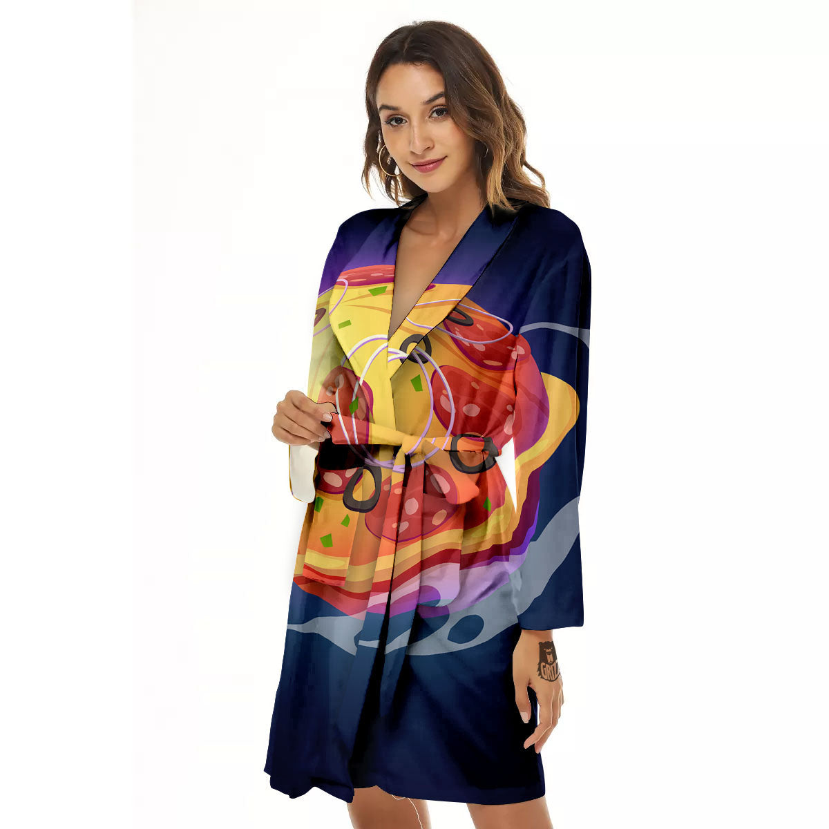 Pizza Planet Print Women's Robe-grizzshop