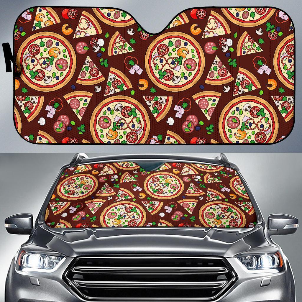 Pizza Print Pattern Car Sun Shade-grizzshop
