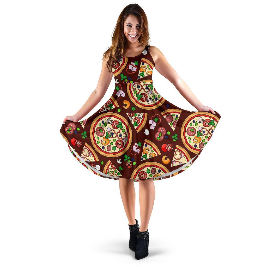 Pizza Print Pattern Dress-grizzshop