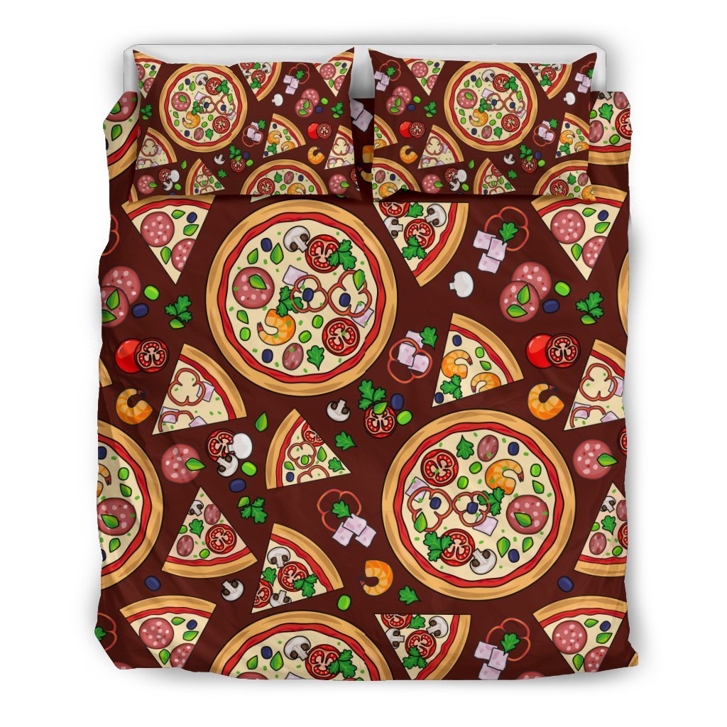 Pizza Print Pattern Duvet Cover Bedding Set-grizzshop