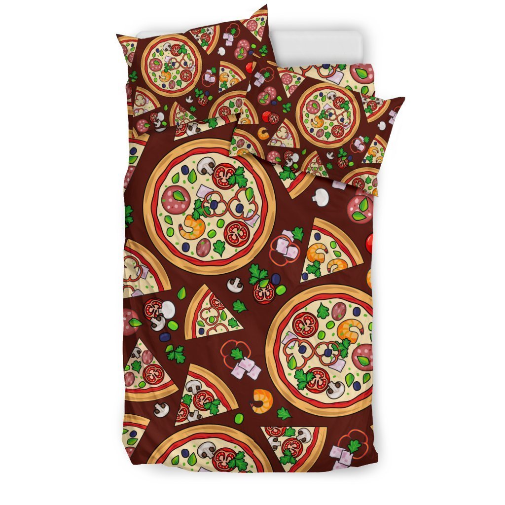 Pizza Print Pattern Duvet Cover Bedding Set-grizzshop