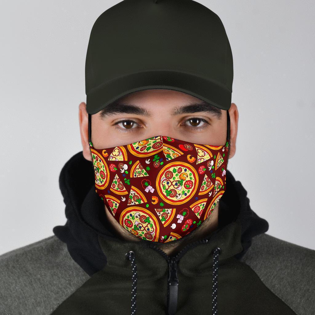 Pizza Print Pattern Face Mask-grizzshop